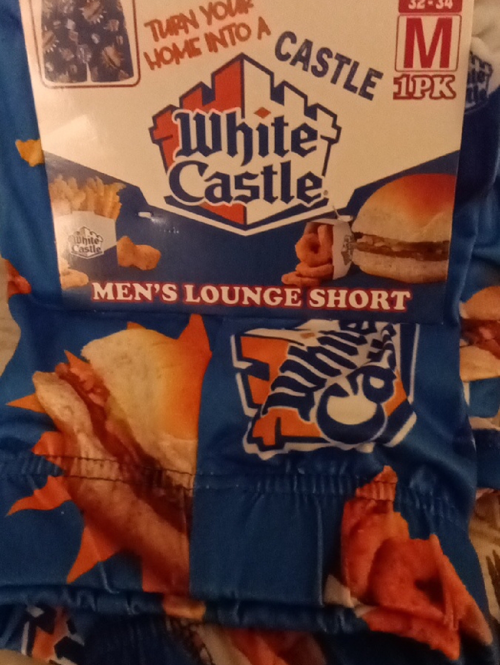 White Castle Men's Lounge  Unisex Lounge Shorts - Blue Graphic Print